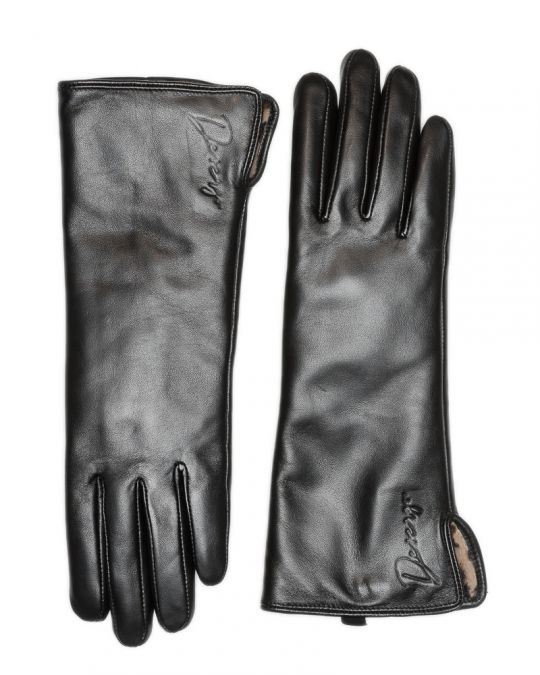 BLACK WOMEN'S LEATHER GLOVES 2D21FW8521KE2100
