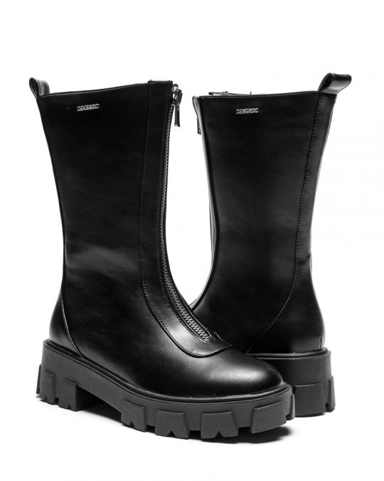 BLACK WOMEN'S ANKLE BOOTS - MILA DE-SH4501PU 22FW