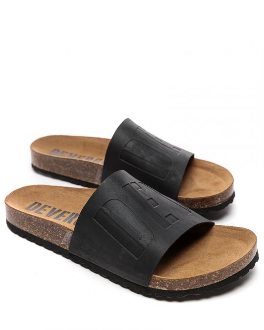 BLACK MEN'S LEATHER SLIDES - ATLAS DE-IM2000PU 23SS