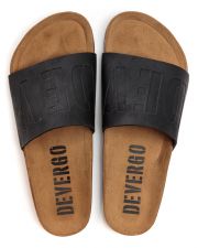 BLACK MEN'S LEATHER SLIDES - ATLAS