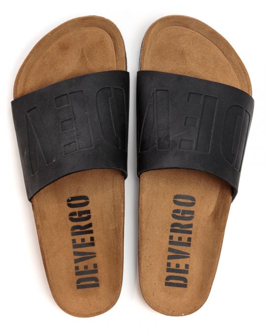 BLACK MEN'S LEATHER SLIDES - ATLAS DE-IM2000PU 23SS