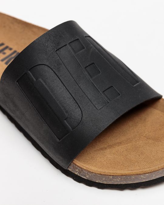 BLACK MEN'S LEATHER SLIDES - ATLAS DE-IM2000PU 23SS