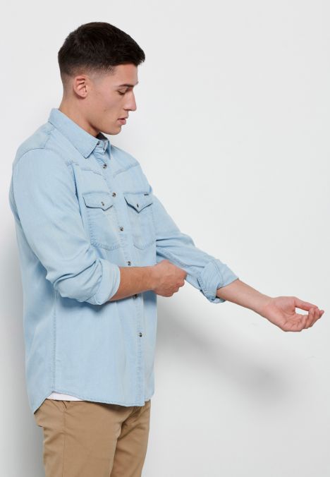 BLUE FUNKY BUDDHA  MEN'S SHIRT FBM007-062-05 23SS