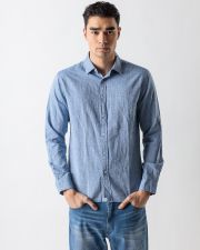 BLUE MEN'S LS SHIRT