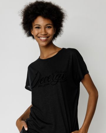 BLACK WOMEN'S ROUND NECK T-SHIRT 2D23FW4526SS3805