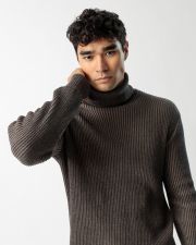 BROWN MEN'S KNITTED SWEATER