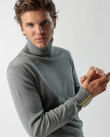 GREY MEN'S KNITTED SWEATER 1D23FW6005LS1101