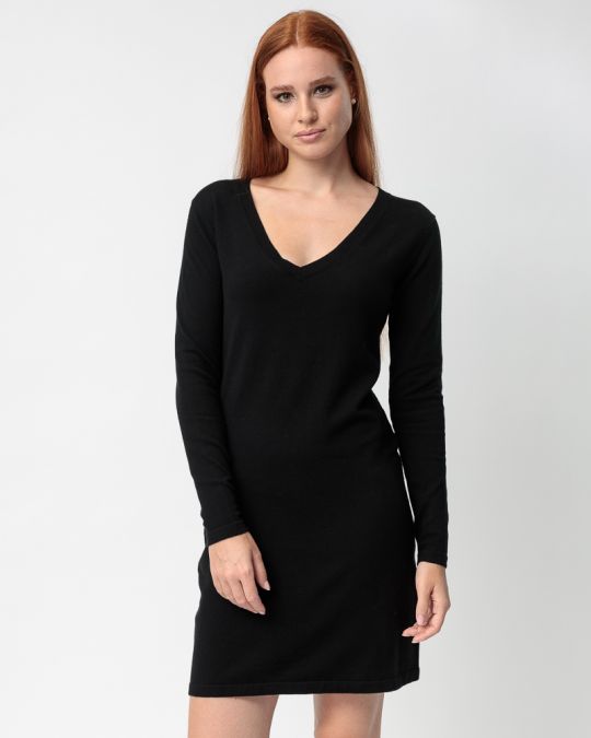 BLACK WOMEN'S KNITTED DRESS 2D23FW9591DR1101