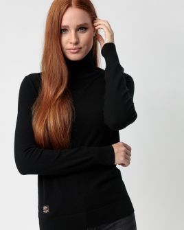 BLACK WOMEN'S KNITTED PULLOVER 2D23FW6513LS1101