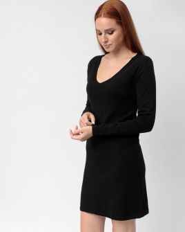 BLACK WOMEN'S KNITTED DRESS 2D23FW9591DR1101