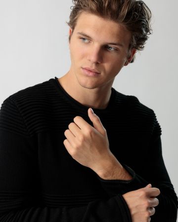 BLACK MEN'S KNITTED SWEATER 1D23FW6012LS1101