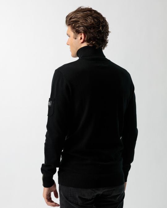 BLACK MEN'S KNITTED SWEATER 1D23FW6005LS1101