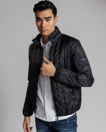 BLACK MEN'S COAT 1D24SS3005KA1600