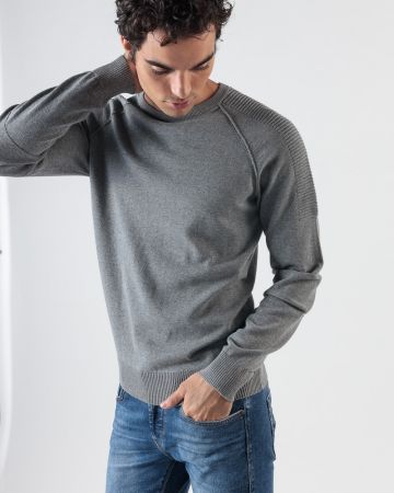 GREY MEN'S KNITTED SWEATER 1D24FW6012LS1101