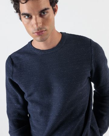 BLUE MEN'S KNITTED SWEATER 1D24FW6014LS1101