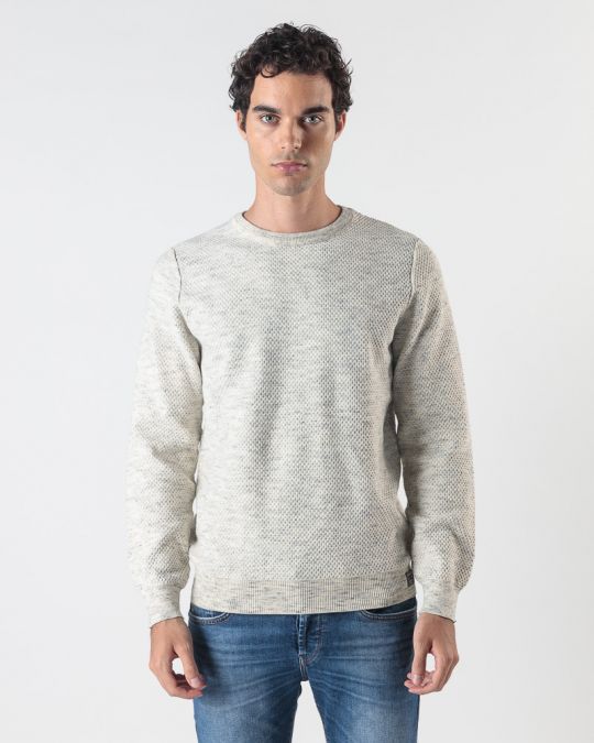 BEIGE MEN'S KNITTED SWEATER 1D24FW6014LS1101