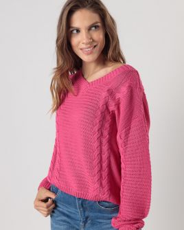 PINK WOMEN'S KNITTED SWEATER 2D24FW6511LS1101