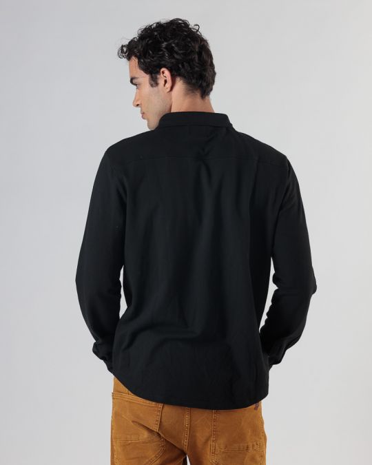 BLACK MEN'S LONG-SLEEVED SHIRT 1D24FW5005LS2405