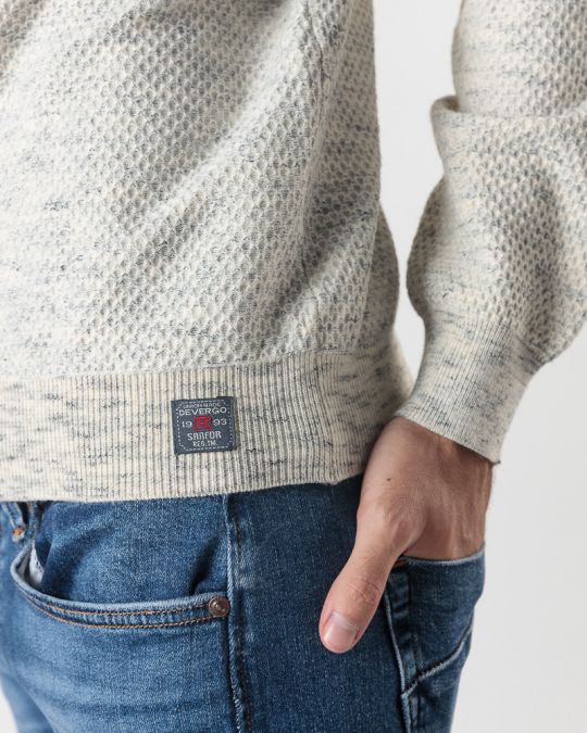 BEIGE MEN'S KNITTED SWEATER 1D24FW6014LS1101