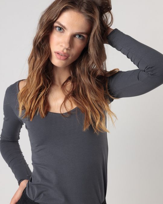GREY WOMEN'S LONG-SLEEVED T-SHIRT 2D24FW4536LS0205