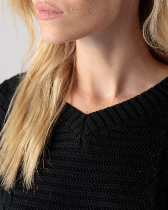 BLACK WOMEN'S KNITTED SWEATER 2D24FW6511LS1101