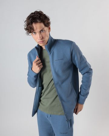BLUE MEN'S ZIP-UP SWEATSHIRT 1D24FW4085KA0705