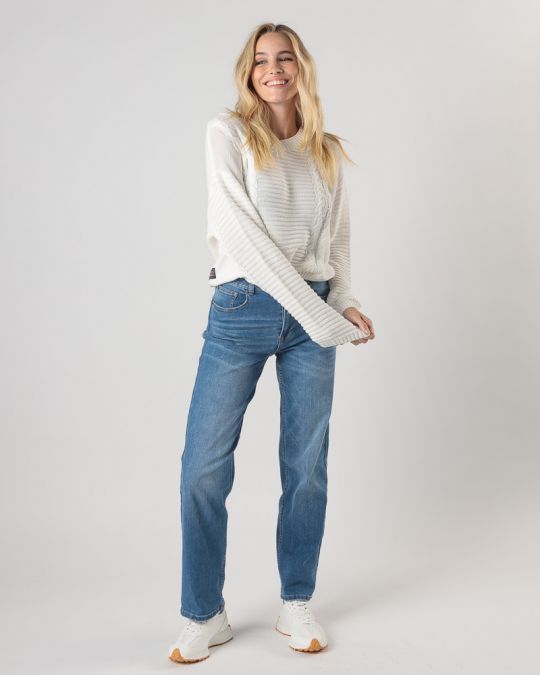 WHITE WOMEN'S KNITTED SWEATER 2D24FW6511LS1101