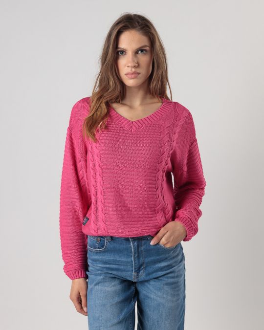 PINK WOMEN'S KNITTED SWEATER 2D24FW6511LS1101