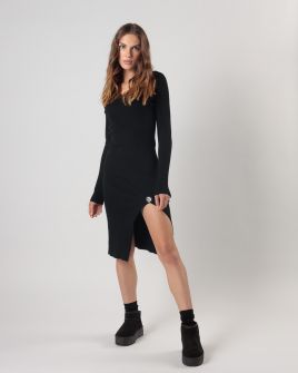 BLACK WOMEN'S KNITTED DRESS 2D24FW9593DR1101