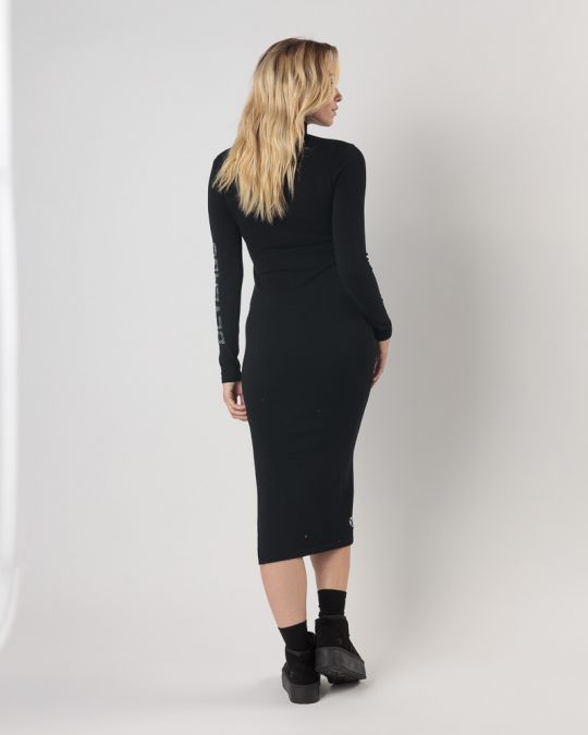 BLACK WOMEN'S KNITTED DRESS 2D24FW9594DR1101