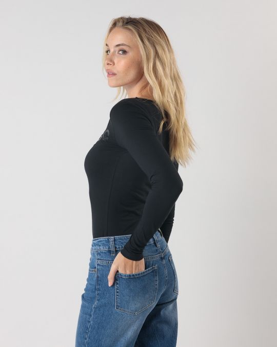 BLACK WOMEN'S LONG-SLEEVED T-SHIRT 2D24FW4570LS0204