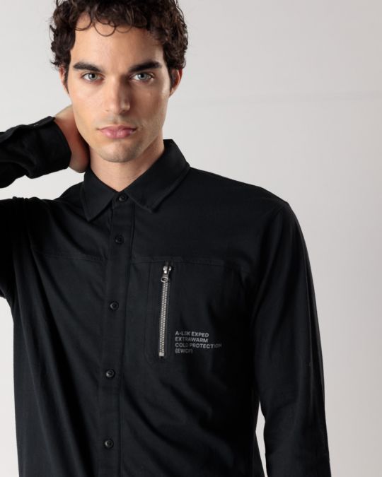 BLACK MEN'S LONG-SLEEVED SHIRT 1D24FW5004LS0104