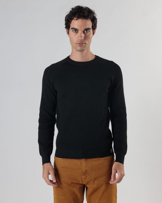 BLACK MEN'S KNITTED SWEATER 1D24FW6013LS1101