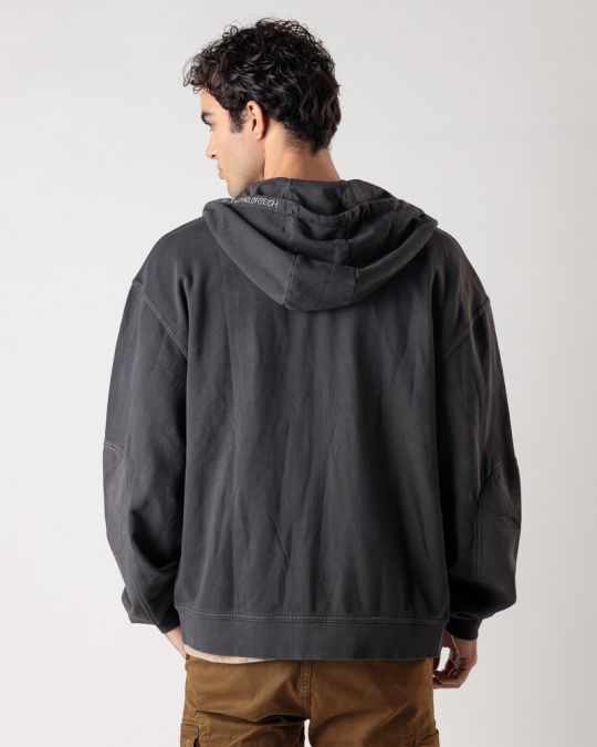 BLACK MEN'S ZIP-UP SWEATSHIRT 1D24FW4073KA0706