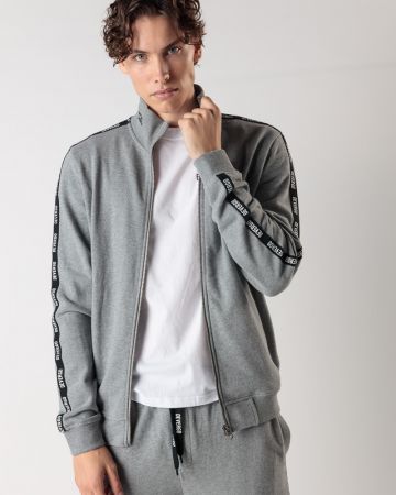 GREY MEN'S ZIP-UP SWEATSHIRT 1D24FW4078KA0704