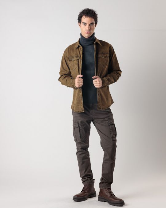 KHAKI MEN'S LONG-SLEEVED SHIRT 1D24FW5007LS1306
