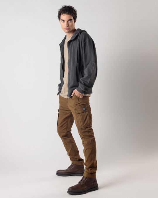 BLACK MEN'S ZIP-UP SWEATSHIRT 1D24FW4073KA0706