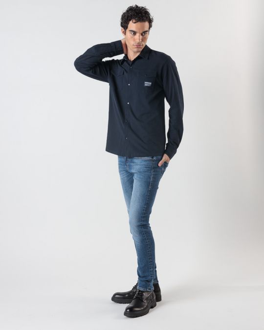 BLUE MEN'S LONG-SLEEVED SHIRT 1D24FW5003LS2405