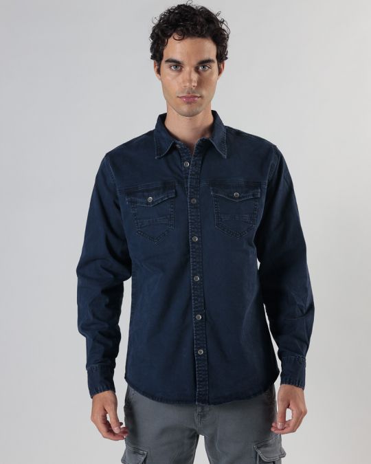BLUE MEN'S LONG-SLEEVED SHIRT 1D24FW5007LS1306