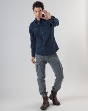 BLUE MEN'S LONG-SLEEVED SHIRT
