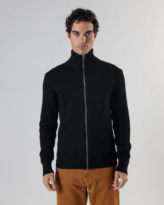 BLACK MEN'S KNITTED CARDIGAN 1D24FW6015KA1101