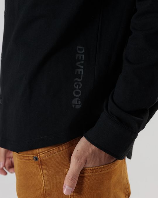 BLACK MEN'S LONG-SLEEVED SHIRT 1D24FW5005LS2405