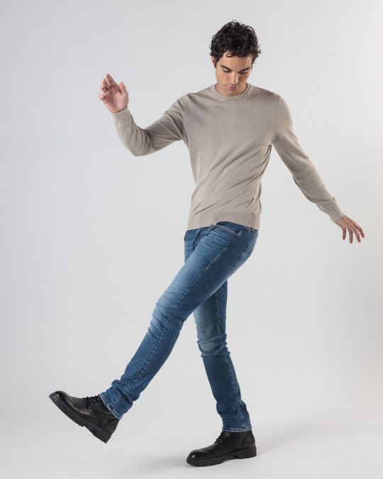 BEIGE MEN'S KNITTED SWEATER 1D24FW6010LS1106