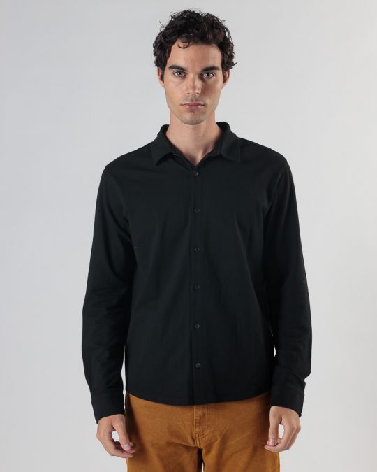 BLACK MEN'S LONG-SLEEVED SHIRT 1D24FW5005LS2405