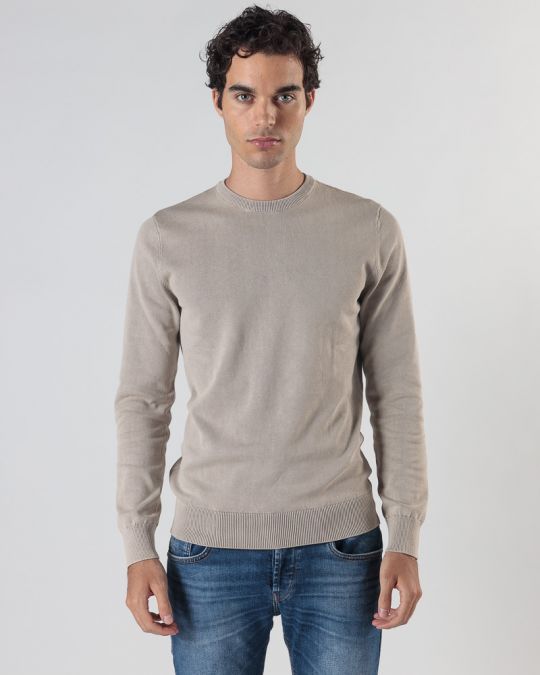 BEIGE MEN'S KNITTED SWEATER 1D24FW6010LS1106
