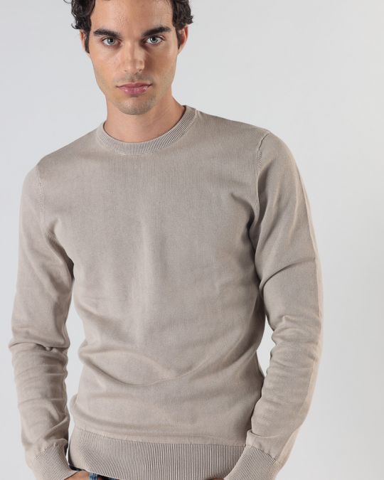 BEIGE MEN'S KNITTED SWEATER 1D24FW6010LS1106