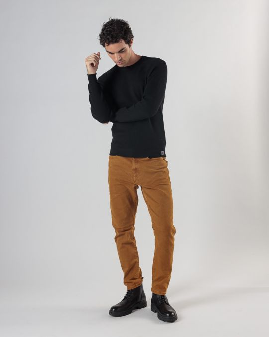 BLACK MEN'S KNITTED SWEATER 1D24FW6013LS1101