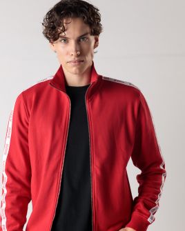 RED MEN'S ZIP-UP SWEATSHIRT 1D24FW4078KA0704
