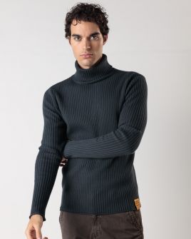 BLACK MEN'S KNITTED SWEATER 1D24FW6009LS1106