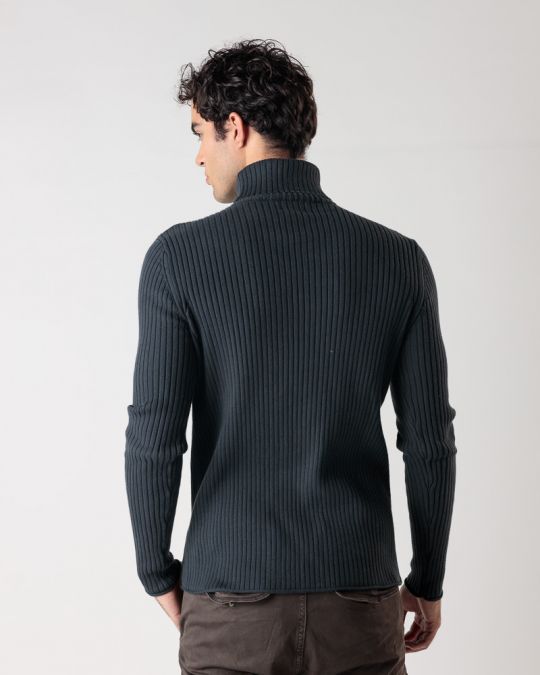 BLACK MEN'S KNITTED SWEATER 1D24FW6009LS1106